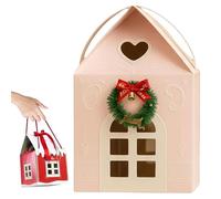 Christmas Wonderland Cottage Gift Box,3D Pop Up Christmas House Gift Boxes,House Shaped Paper Candy Box,Paper Treat Boxes for Holiday Party Favors,Cookie Candy Packaging,Festive Goodie Bags (Pink)