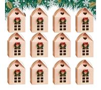 Christmas Wonderland Cottage Gift Box, 3D Pop up Christmas House Gift Boxes, Large Holiday Cottage Box, Real Estate Agent Gift House Shaped Paper Bag Ornaments(Pink-12pcs#)