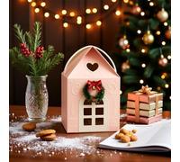 Christmas Wonderland Cottage Gift Box, 3D Pop up Christmas House Gift Boxes, Large Holiday Cottage Box, Real Estate Agent Gift House Shaped Paper Bag Ornaments(Pink-1pc#)