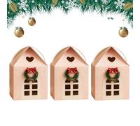 Christmas Wonderland Cottage Gift Box, 3D Pop up Christmas House Gift Boxes, Large Holiday Cottage Box, Real Estate Agent Gift House Shaped Paper Bag Ornaments(Pink-3pcs#)