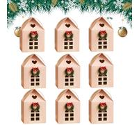 Christmas Wonderland Cottage Gift Box, 3D Pop up Christmas House Gift Boxes, Large Holiday Cottage Box, Real Estate Agent Gift House Shaped Paper Bag Ornaments(Pink-9pcs#)