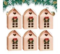 Christmas Wonderland Cottage Gift Box, 3D Pop up Christmas House Gift Boxes, Large Holiday Cottage Box, Real Estate Agent Gift House Shaped Paper Bag Ornaments(Pink-6pcs#)
