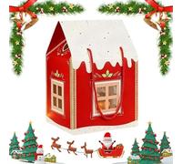 Christmas Wonderland Cottage Gift Box, 3D Pop up Christmas House Gift Boxes, Large Paper Treat Boxes for Holiday Party Favors, Real Estate Agent Supplies, Festive Goodie Bags Decorations (Red*1)