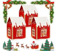 Christmas Wonderland Cottage Gift Box, 3D Pop up Christmas House Gift Boxes, Large Paper Treat Boxes for Holiday Party Favors, Real Estate Agent Supplies, Festive Goodie Bags Decorations (Red*3)