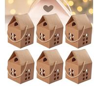 Christmas Wonderland Cottage Gift Box,3D Pop up Christmas House Gift Boxes,Paper Treat Boxes for Holiday Party Favors,Cookie Candy Packaging,Real Estate Agent Gift House Shaped Paper Bag(Brown,6pcs)