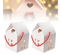 Christmas Wonderland Cottage Gift Box,3D Pop up Christmas House Gift Boxes,Paper Treat Boxes for Holiday Party Favors,Cookie Candy Packaging,Real Estate Agent Gift House Shaped Paper Bag(White,2pcs)