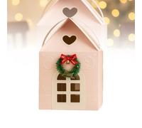 Christmas Wonderland Cottage Gift Box,3D Pop up Christmas House Gift Boxes,Paper Treat Boxes for Holiday Party Favors,Cookie Candy Packaging,Real Estate Agent Gift House Shaped Paper Bag(Pink,2pcs)