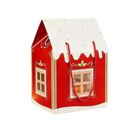 Christmas Wonderland Cottage Gift Box, 3D Pop Up Christmas House Gift Boxes, Paper Treat Boxes for Holiday Party Favors, Cookie Candy Packaging, Festive Goodie Bags Decorations (Red)