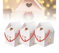 Christmas Wonderland Cottage Gift Box,3D Pop up Christmas House Gift Boxes,Paper Treat Boxes for Holiday Party Favors,Cookie Candy Packaging,Real Estate Agent Gift House Shaped Paper Bag(White,3pcs)