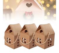 Christmas Wonderland Cottage Gift Box,3D Pop up Christmas House Gift Boxes,Paper Treat Boxes for Holiday Party Favors,Cookie Candy Packaging,Real Estate Agent Gift House Shaped Paper Bag(Brown,3pcs)