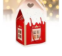 Christmas Wonderland Cottage Gift Box,3D Pop up Christmas House Gift Boxes,Paper Treat Boxes for Holiday Party Favors,Cookie Candy Packaging,Real Estate Agent Gift House Shaped Paper Bag(Red,1pc)