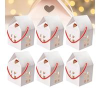 Christmas Wonderland Cottage Gift Box,3D Pop up Christmas House Gift Boxes,Paper Treat Boxes for Holiday Party Favors,Cookie Candy Packaging,Real Estate Agent Gift House Shaped Paper Bag(White,6pcs)