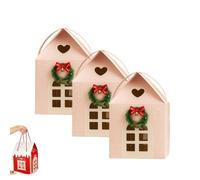 Christmas Wonderland Cottage Gift Box, 3D Pop Up Christmas House Gift Boxes, Paper Treat Boxes For Holiday Party Favors, Real Estate Agent Supplies, Festive Goodie Bags Decorations(Pink,3pcs)