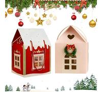 Christmas Wonderland Cottage Gift Box, 3D Pop Up Christmas House Gift Boxes with Handle, a Wreath on The Door Mansion Ideal for Home Presents, House Shaped Paper Treat Boxes for Candy Snacks Chocolate