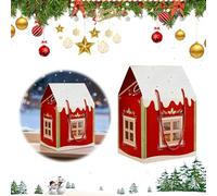 Christmas Wonderland Cottage Gift Box, 3D Pop Up Christmas House Gift Boxes with Handle, a Wreath on The Door Mansion Ideal for Home Presents, House Shaped Paper Treat Boxes for Candy Snacks Chocolate