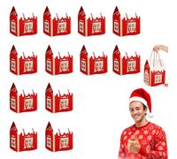 Christmas Wonderland Cottage Gift Box, 3D Pop Up Christmas House Gift Boxes with Handle, Paper Treat Boxes for Holiday Party Favors, Cookie Candy Packaging, Festive Goodie Bags Decorations (Red12PCS)