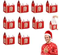 Christmas Wonderland Cottage Gift Box, 3D Pop Up Christmas House Gift Boxes with Handle, Paper Treat Boxes for Holiday Party Favors, Cookie Candy Packaging, Festive Goodie Bags Decorations (Red9PCS)