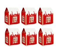 Christmas Wonderland Cottage Gift Box - 3D Up House Shaped Paper Candy Box, Enchanted Christmas House Gift Boxes for Party Favors/Real Estate Agent Gifts (Red 6 Pcs)