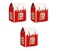 Christmas Wonderland Cottage Gift Box - 3D Up House Shaped Paper Candy Box, Enchanted Christmas House Gift Boxes for Party Favors/Real Estate Agent Gifts (Red 3 Pcs)