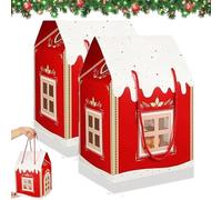 Christmas Wonderland Cottage Gift Box,Enchanted Christmas Cottage Gift,Large Holiday Cottage Box,House Shaped Present Boxes with Handle for Holiday Party Favors and Treats, Reusable Recyclable (2pcs)