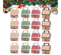 Christmas Wonderland Cottage Gift Box, Eve House Wonderland Gift Boxes with Handle, House Shaped Paper Candy Box, Large Paper Houses Candy Packaging Box, Festive Goodie Bags Decorations (16pcs-a)