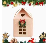 Christmas Wonderland Cottage Gift Box, Holiday Magic in a Box, Reusable Christmas House Packaging for Candies with Lid for Home Presents Candies Container (Pink, 1PCS)