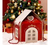 Christmas Wonderland Cottage Gift Box-Instantly Elevates The Present,Multi Pack 3D Pop Up Christmas House Gift Boxes,Paper Treat Boxes for Holiday Party Favors,Festive Bags Decoration (Red,1PC)