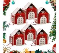 Christmas Wonderland Cottage Gift Box-Instantly Elevates The Present,Multi Pack 3D Pop Up Christmas House Gift Boxes,Paper Treat Boxes for Holiday Party Favors,Festive Bags Decoration (Red,6PCS)