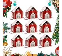Christmas Wonderland Cottage Gift Box-Instantly Elevates The Present,Multi Pack 3D Pop Up Christmas House Gift Boxes,Paper Treat Boxes for Holiday Party Favors,Festive Bags Decoration (Red,9PCS)