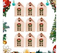 Christmas Wonderland Cottage Gift Box-Instantly Elevates The Present,Multi Pack 3D Pop Up Christmas House Gift Boxes,Paper Treat Boxes for Holiday Party Favors,Festive Bags Decoration (Pink,9PCS)