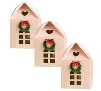 Christmas Wonderland Cottage Gift Box, Large Holiday Cottage Box with Handle, Real Estate Agent Gifts Houses Shaped Paper Bag, Party Favors(White,3-PCS)