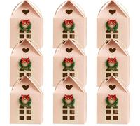 Christmas Wonderland Cottage Gift Box, Large Holiday Cottage Box with Handle, Real Estate Agent Gifts Houses Shaped Paper Bag, Party Favors(White,9-PCS)