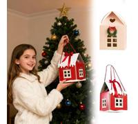 Christmas Wonderland Cottage Gift Boxs ，House Shaped Paper Candy Box with handle,for Holiday Party Favors, Festive Goodie Bags Decorations