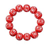 Christmas Wood Bead Bracelets | Red, Green, Pink Wrap Bracelets with Snowflake and Elk Prints, Ideal Gifts for Men and Women