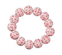 Christmas Wood Bead Bracelets | Red, Green, Pink Wrap Bracelets with Snowflake and Elk Prints, Ideal Gifts for Men and Women