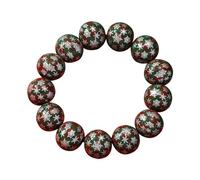 Christmas Wood Bead Bracelets | Red, Green, Pink Wrap Bracelets with Snowflake and Elk Prints, Ideal Gifts for Men and Women