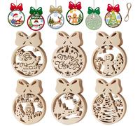 Christmas Wood Cutouts Ornaments for Adults Kids Painting Crafts, 24Pcs Unfinished 4inch Wooden Paintable Santa Claus Gingerbread Snowman Reindeer Xmas Tree Winter Indoor Hanging DIY Gift Decorations