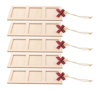Christmas Wood Photo Frame Ornament with Plaid Bows and Twine 5pcs