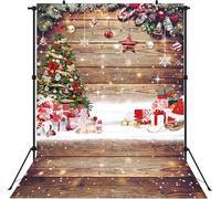 Christmas Wood Photography Backdrop Winter Holiday Xmas Tree Snowflake Wood Floor Background Christmas Family Gathering Party Decoration Portrait Booth Backdrop (8x10FT: 96x120 inch)