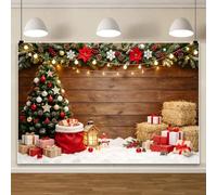 Christmas Wood Wall Photography Backdrop Holiday Decoration Banner 1.5x1m