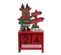 Christmas Wooden Advent Calendar, Christmas Countdown Decorations Santa Snowman Elk Xmas Tree Countdown Desktop Decoration, Rustic Block Winter Holiday Decorations for Home Table House Kitchen