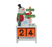 Christmas Wooden Advent Calendar, Christmas Countdown Decorations Santa Snowman Elk Xmas Tree Countdown Desktop Decoration, Rustic Block Winter Holiday Decorations for Home Table House Kitchen