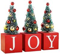 Christmas Wooden Advent Calendar JOY Letter Perpetual Countdown Calendar Block Desktop Calendar for Xmas Desktop Ornament - Red