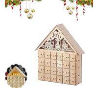 Christmas Wooden Advent Calendar with 24 Storage Drawers, Nativity Scene Advent Calendar House Box, Lighted White Wooden Countdown to Christmas Calendar Reusable Advent Calendar