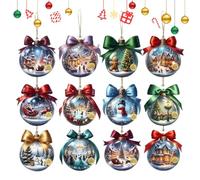 Christmas Wooden Ball Ornaments | 2D Wooden Reindeer Car Pendants,Christmas Tree Ball Pendant - for Holiday Birthday Home Offices School Dormitory Car Bedroom Living Room