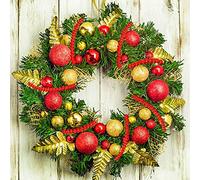 Christmas Wooden Bead Garland Bright Red Wood Bead Garland Christmas Tree Holiday Decoration (Red)