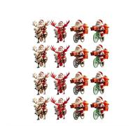 Christmas Wooden Bicycle Santa Ornament - 3.15in 2D Flat Wooden Pendant, Christmas Tree Decorations for Cyclists, Multifunctional Keychain Gift Accessory Collectible Ornament (16 Pcs)