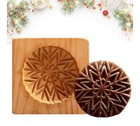Christmas Wooden Cookie Mold - 3D Biscuit Cutter with Embossing Design for Gingerbread, Springerle, Cakes - DIY Holiday Baking Press Stamps Tools Gift for Xmas (Snowflake)