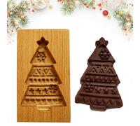 Christmas Wooden Cookie Mold - 3D Biscuit Cutter with Embossing Design for Gingerbread, Springerle, Cakes - DIY Holiday Baking Press Stamps Tools Gift for Xmas (Christmas Tree)