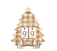 Christmas Wooden Countdown 99 Days Until Christmas Maize-yellow Checkered Pattern Adventure Calendar Gift for Friends Family Decorative Accessories for Office Cafe Home